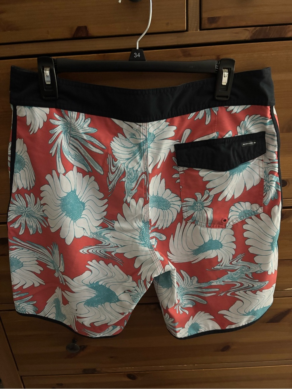 Quiksilver Coral Floral Board Shorts with Teal Accents - Picture 3 of 6